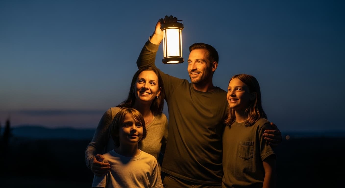 Family under solar light